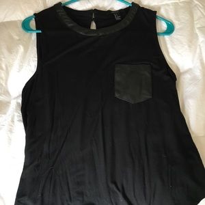 Forever21 black tank with leather details